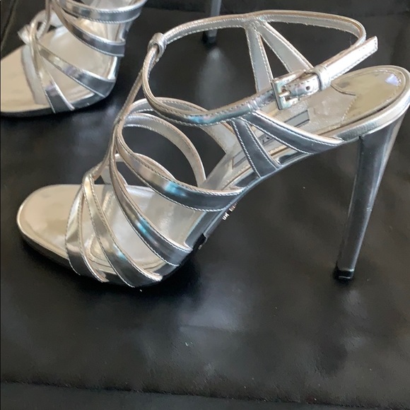Prada Silver Stiletto Sandals - Picture 3 of 6